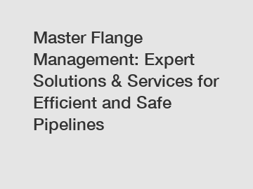 Master Flange Management: Expert Solutions & Services for Efficient and Safe Pipelines