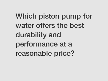 Which piston pump for water offers the best durability and performance at a reasonable price?