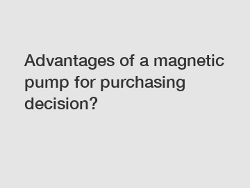 Advantages of a magnetic pump for purchasing decision?