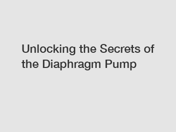 Unlocking the Secrets of the Diaphragm Pump