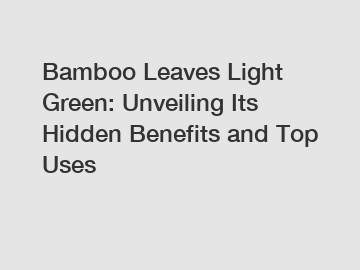 Bamboo Leaves Light Green: Unveiling Its Hidden Benefits and Top Uses